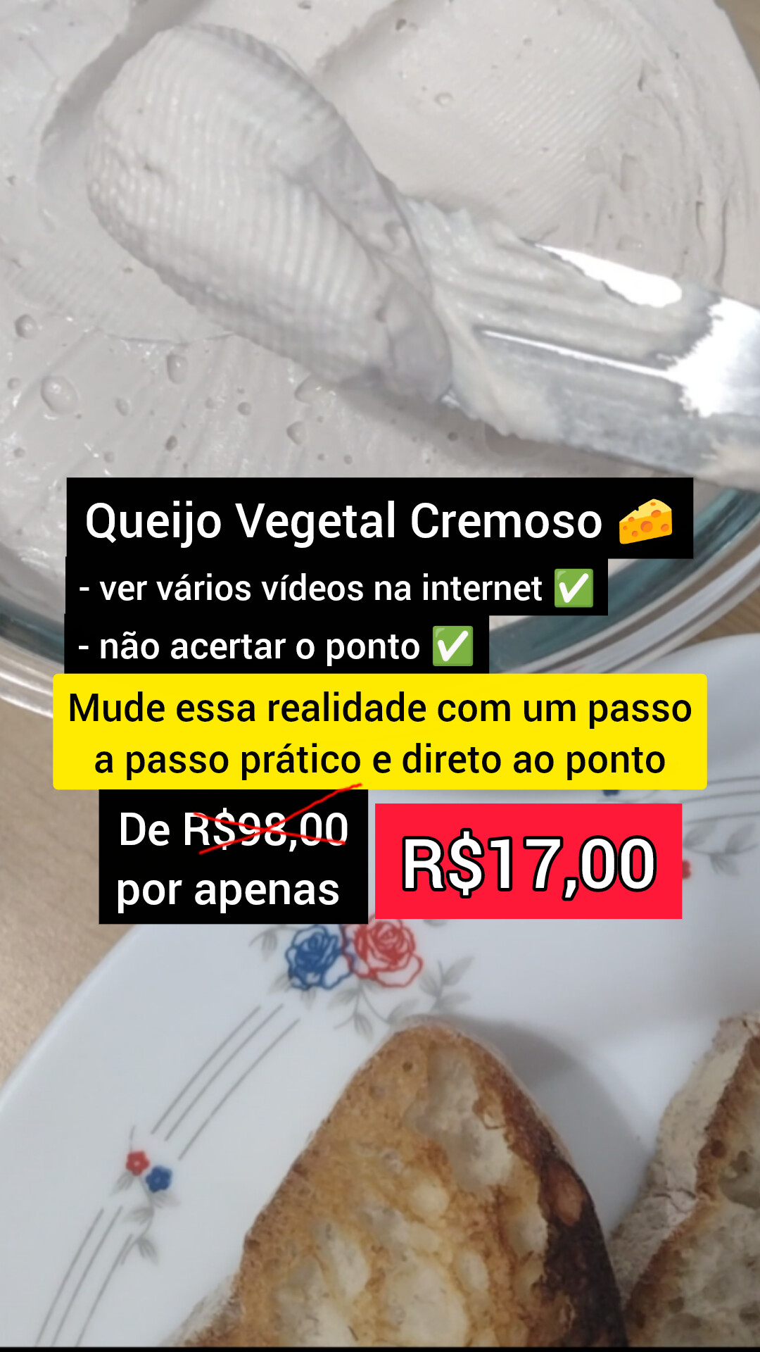 Vegan Cheese Lover Facebook ad: Queijo Vegetal Cremoso - sua solução