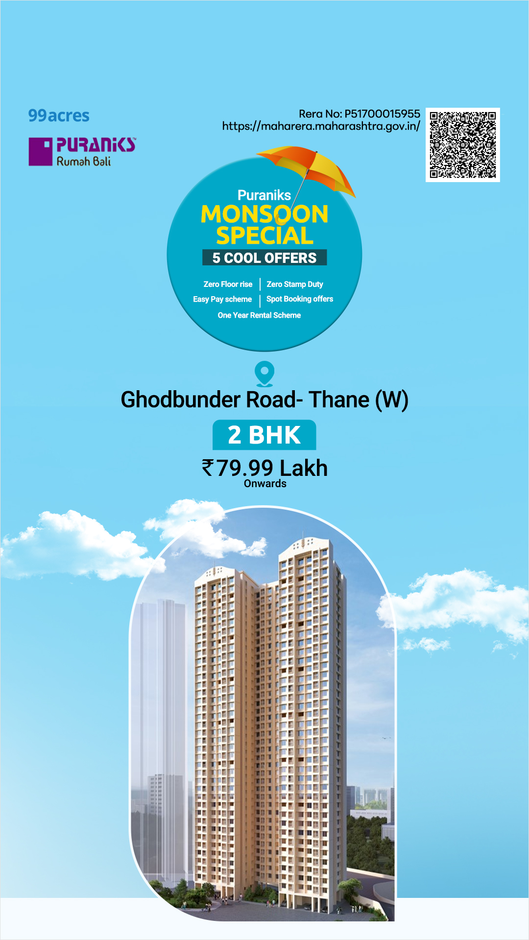 99acres. Thane. Property Services Facebook ad: Monsoon OFFER: Special 5 Cool Offers