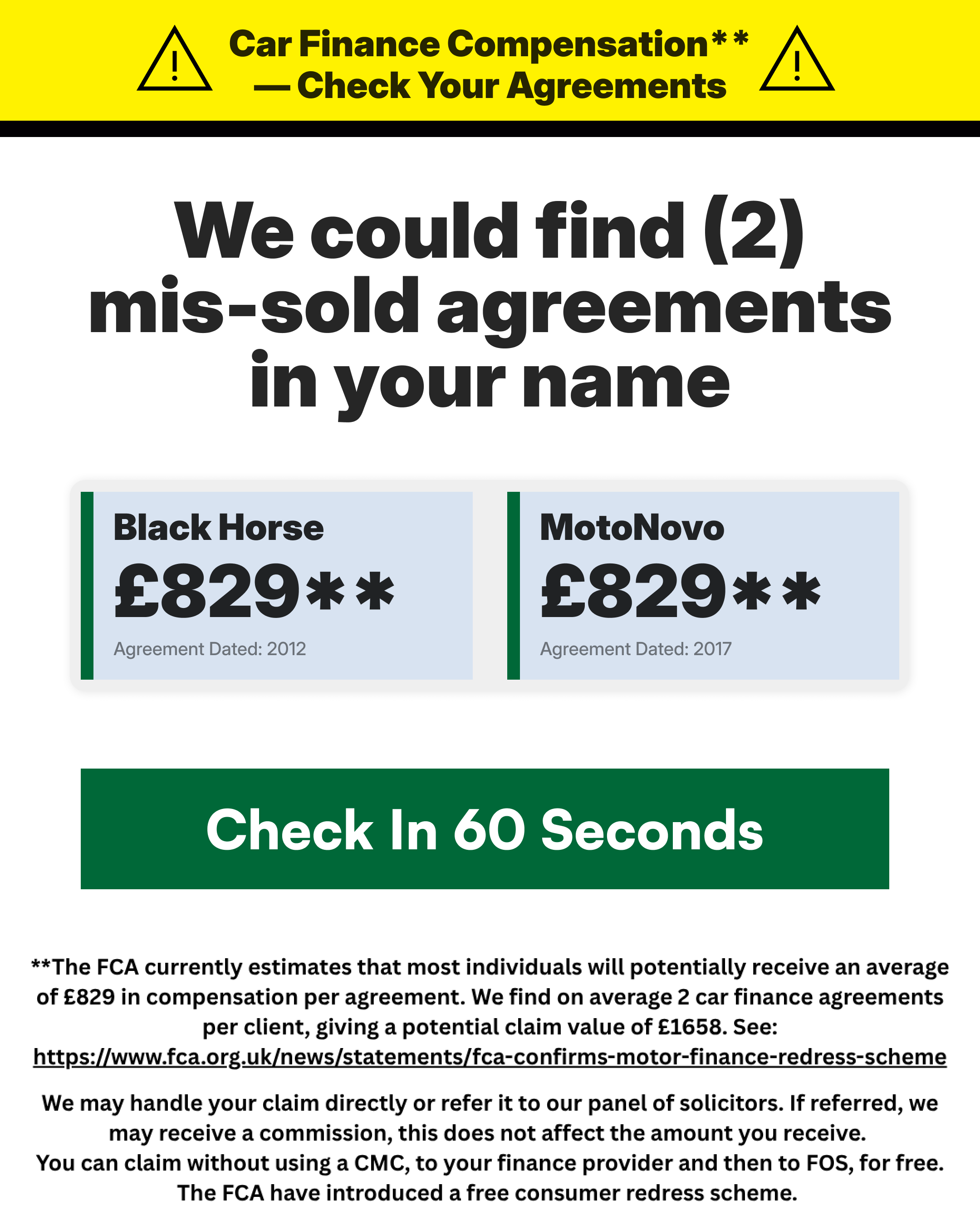 Mis-sold Expert Facebook ad: Find My Agreements