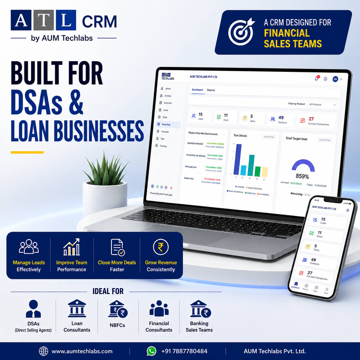 AUM Techlabs PVT LTD Facebook ad: Struggling to manage leads, deals & DSAs on…