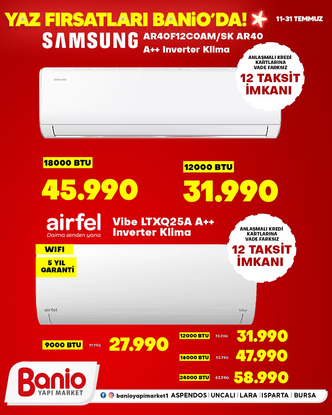 Banioyapimarket1 Facebook ad: Yaz Fırsatları Banio’da!