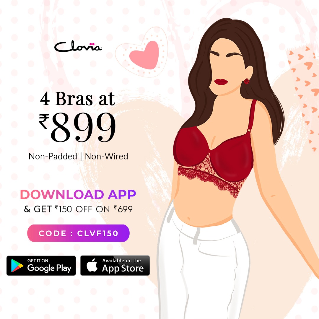 Clovia Facebook ad: 4 Home Bras at ₹899