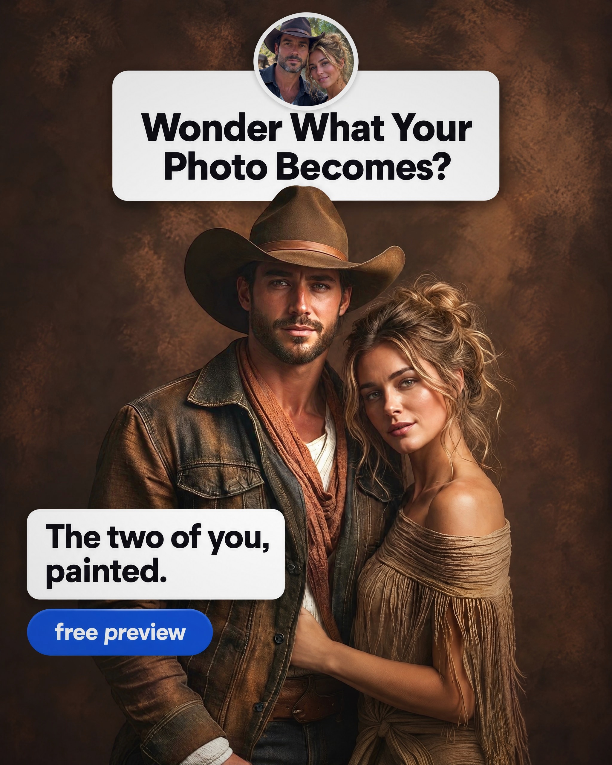 PortraitGift.Com Facebook ad: See What Your Photo Can Become
