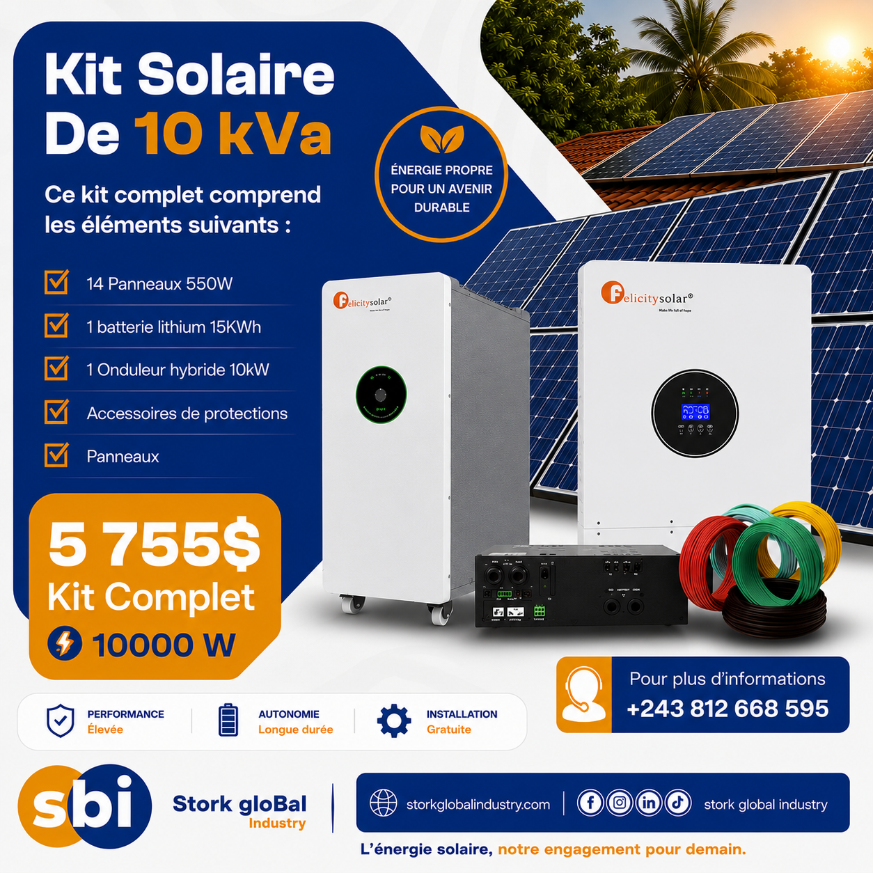 SBI Facebook ad: KIT SOLAIRE COMPLET 10 kVA, Disponible maintenant!