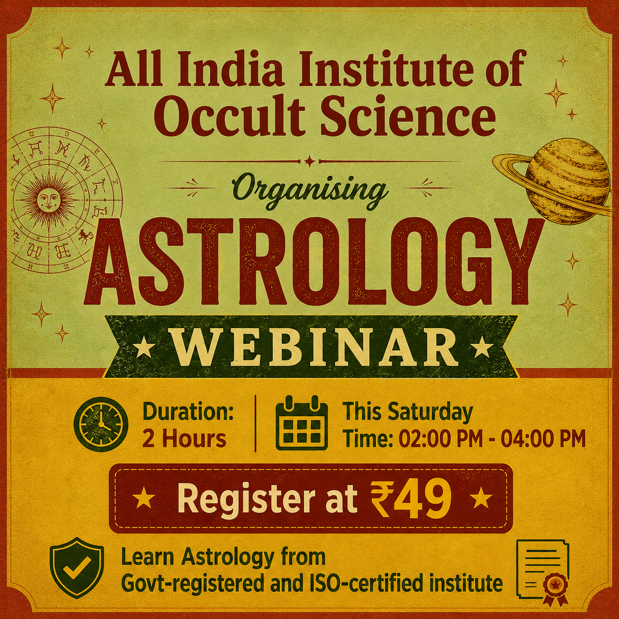 All India Institute of Occult Science Facebook ad: Register at ₹49