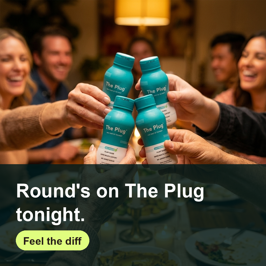 The Plug Drink Facebook ad: Round's on The Plug tonight.