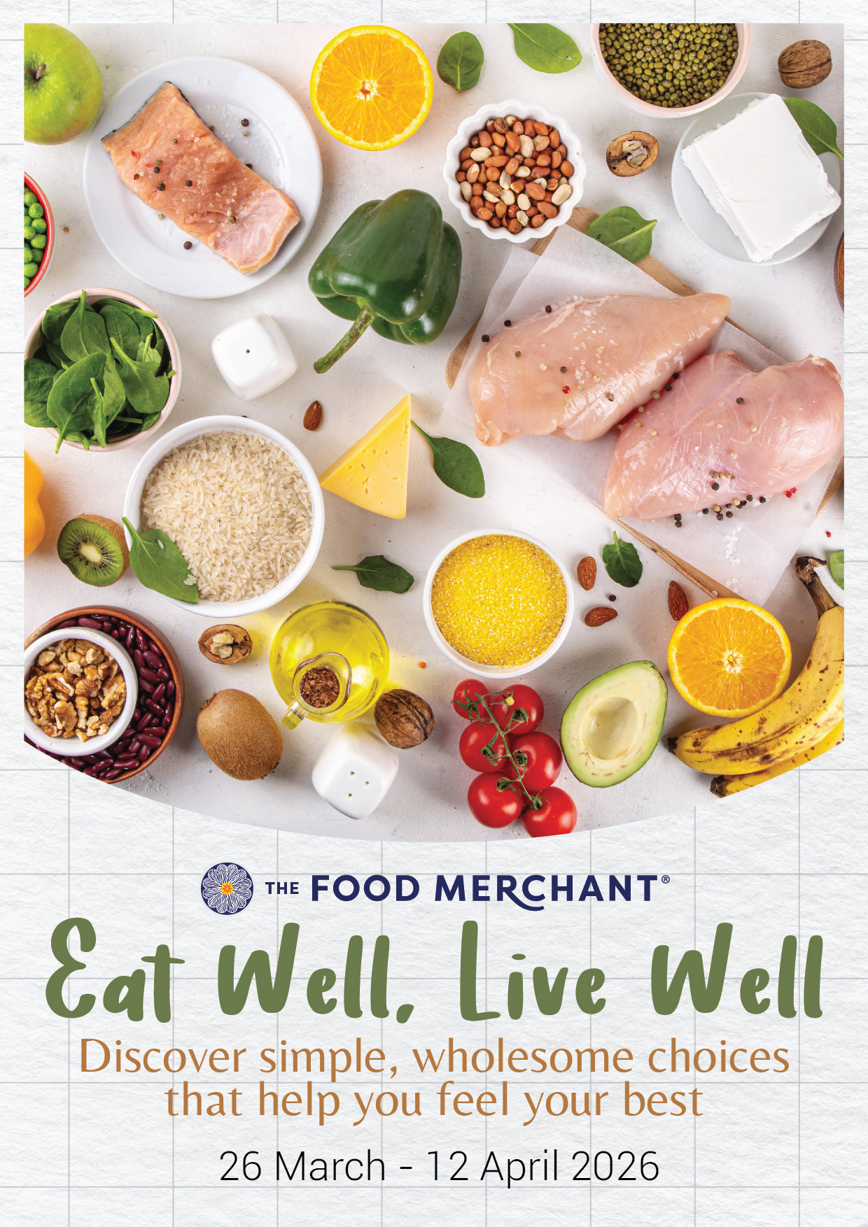 The Food Merchant Facebook ad: Eat Well, Live Well