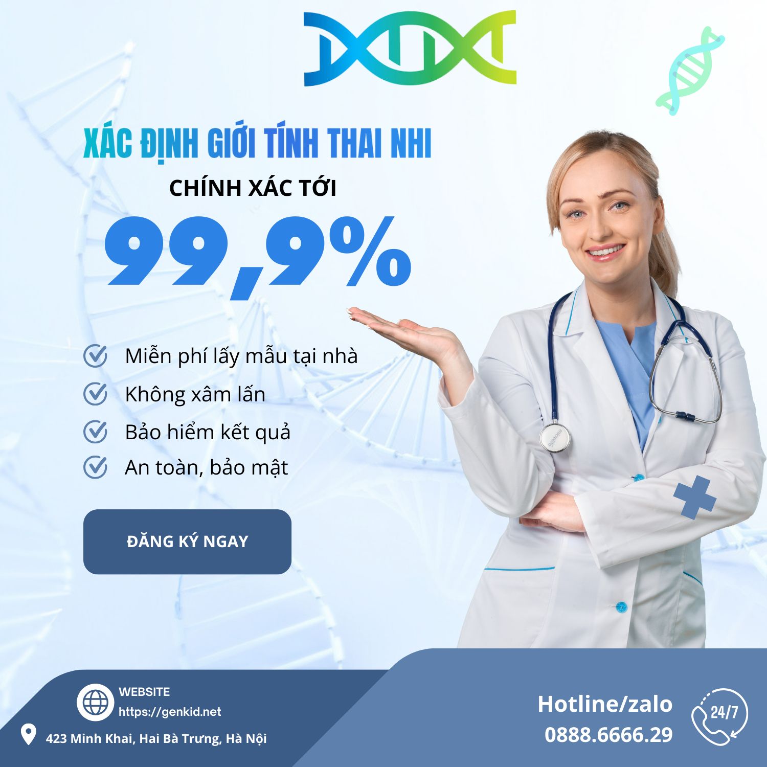 GenKid Trung tâm xét nghiệm NIPT - XY - ADN Facebook ad: XÁC ĐỊNH GIỚI TÍNH