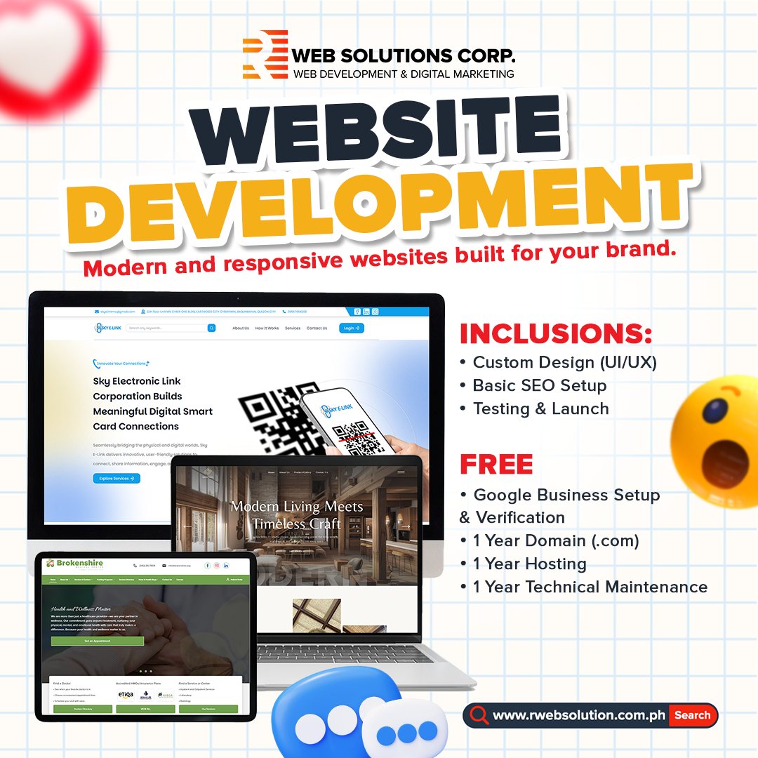 R Web Solutions, Corp. Facebook ad: Avail our website development services and elevate your…