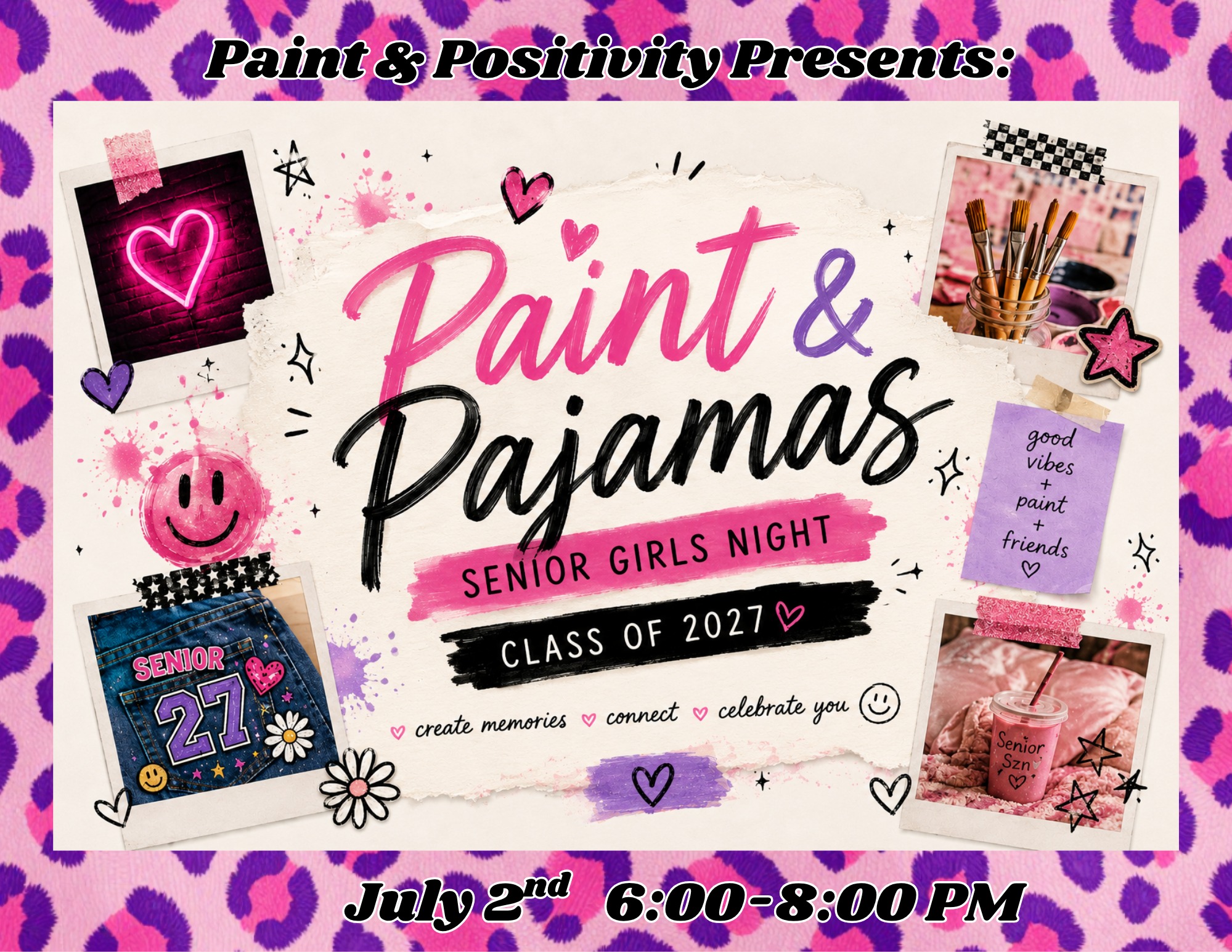 Paint & Positivity Art Studio & Events Facebook ad: Paint & Pajamas: Senior Girls Night