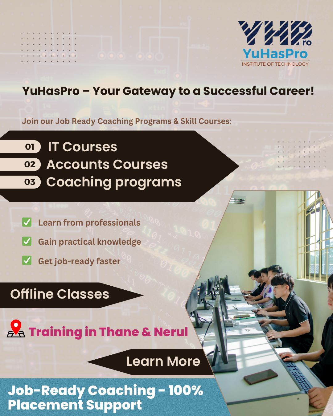 YuHas Pro Facebook ad: Career-Ready Training with 100% Placement Support