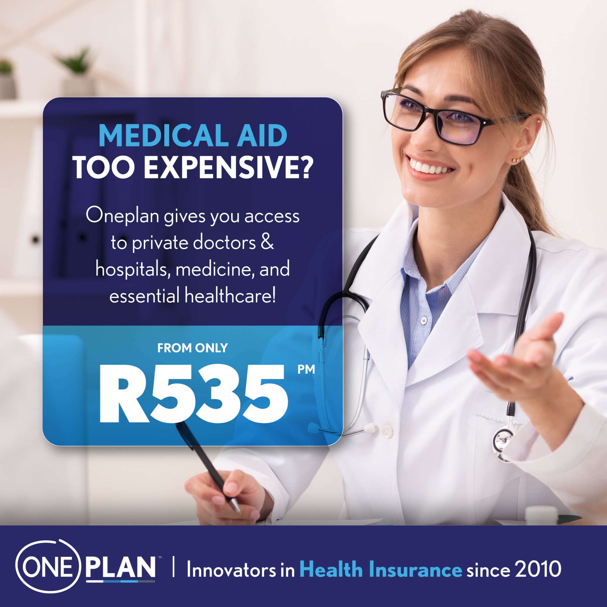 Oneplan Health Insurance Facebook ad: Private Health Cover from R535pm