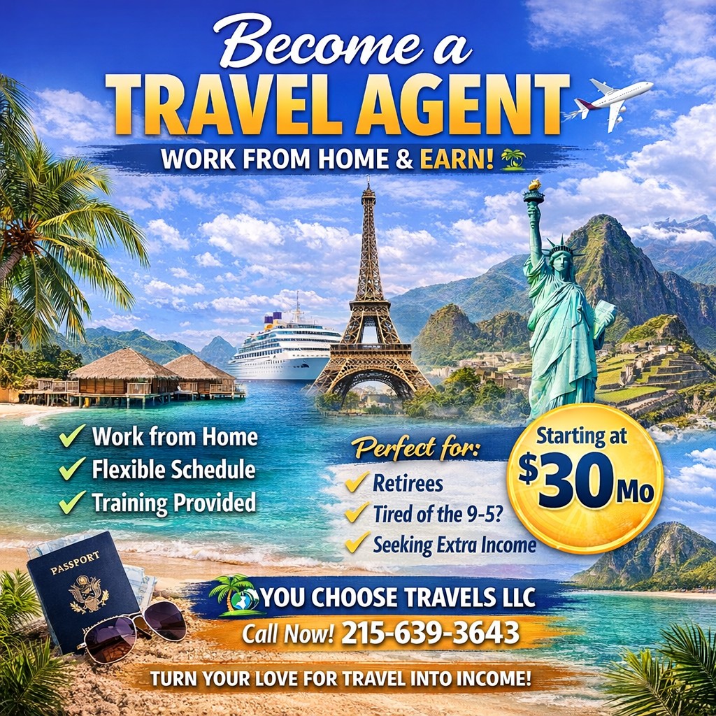 You Choose Travels Facebook ad: Become A Travel Agent! - You Choose Travels LLC