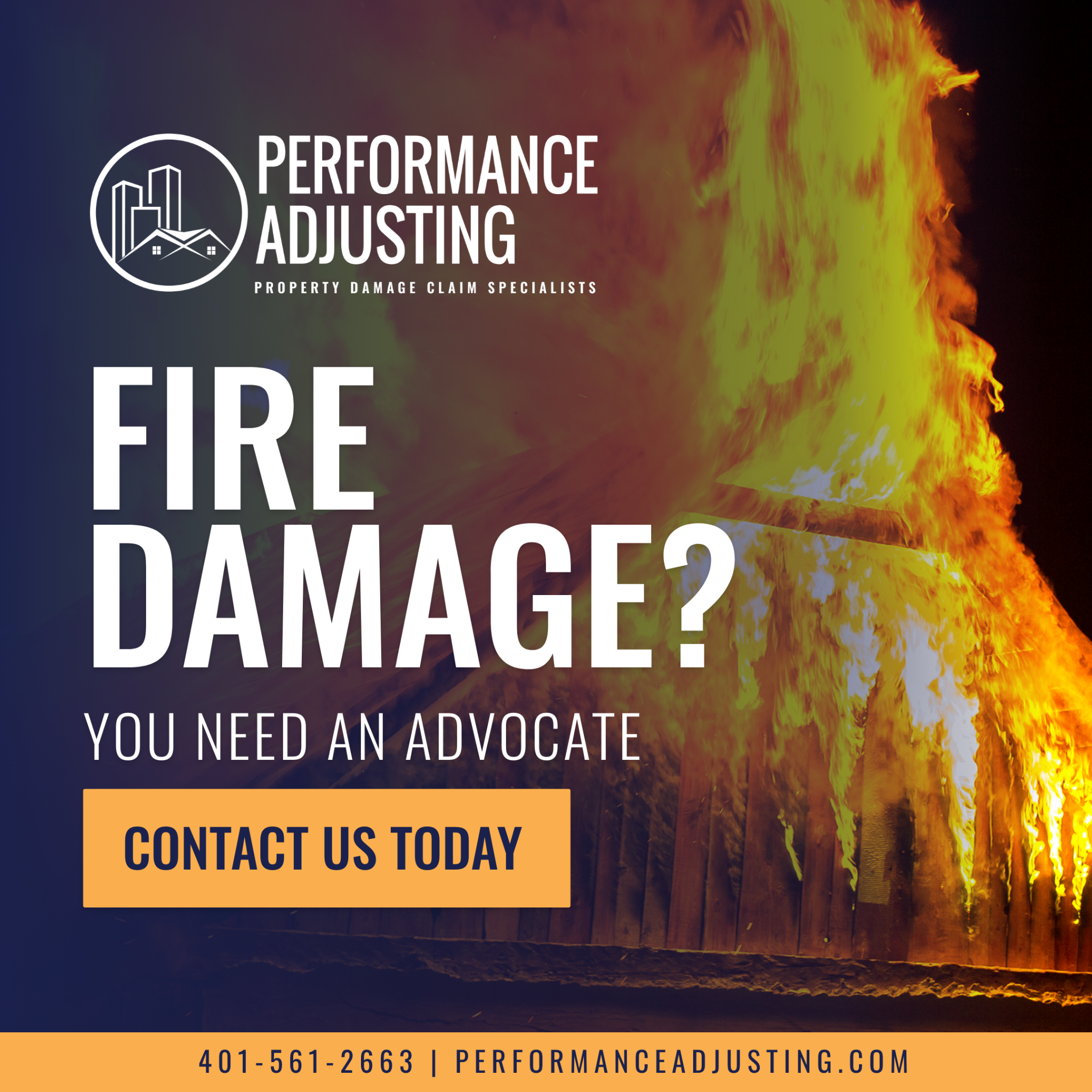 Performance Adjusting Facebook ad: Fire Damage Insurance Claim Help