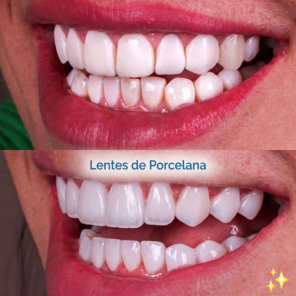 Carrer Odontologia Facebook ad: LENTES DE PORCELANA OU RESINA