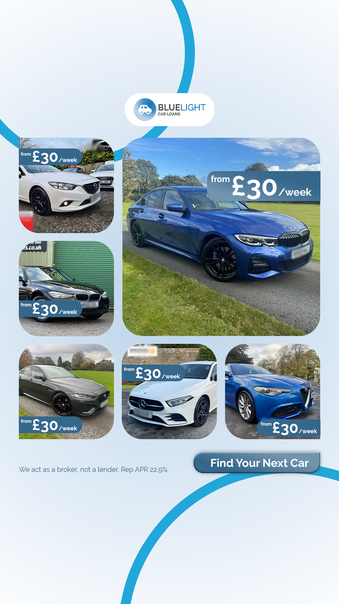 Blue Light Car Loans Facebook ad
