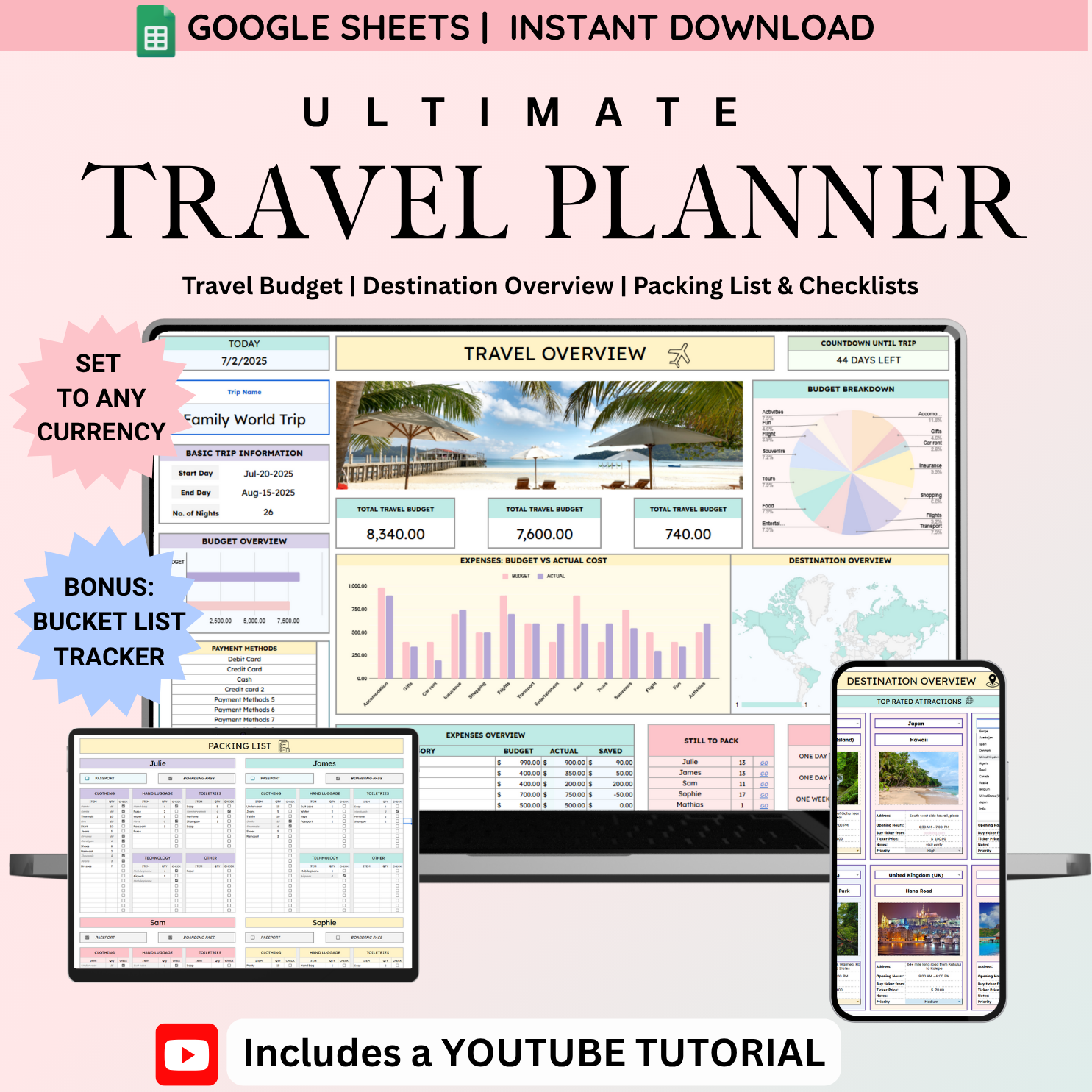 Lady Stacks Facebook ad: Travel Planner, 50% Off Now