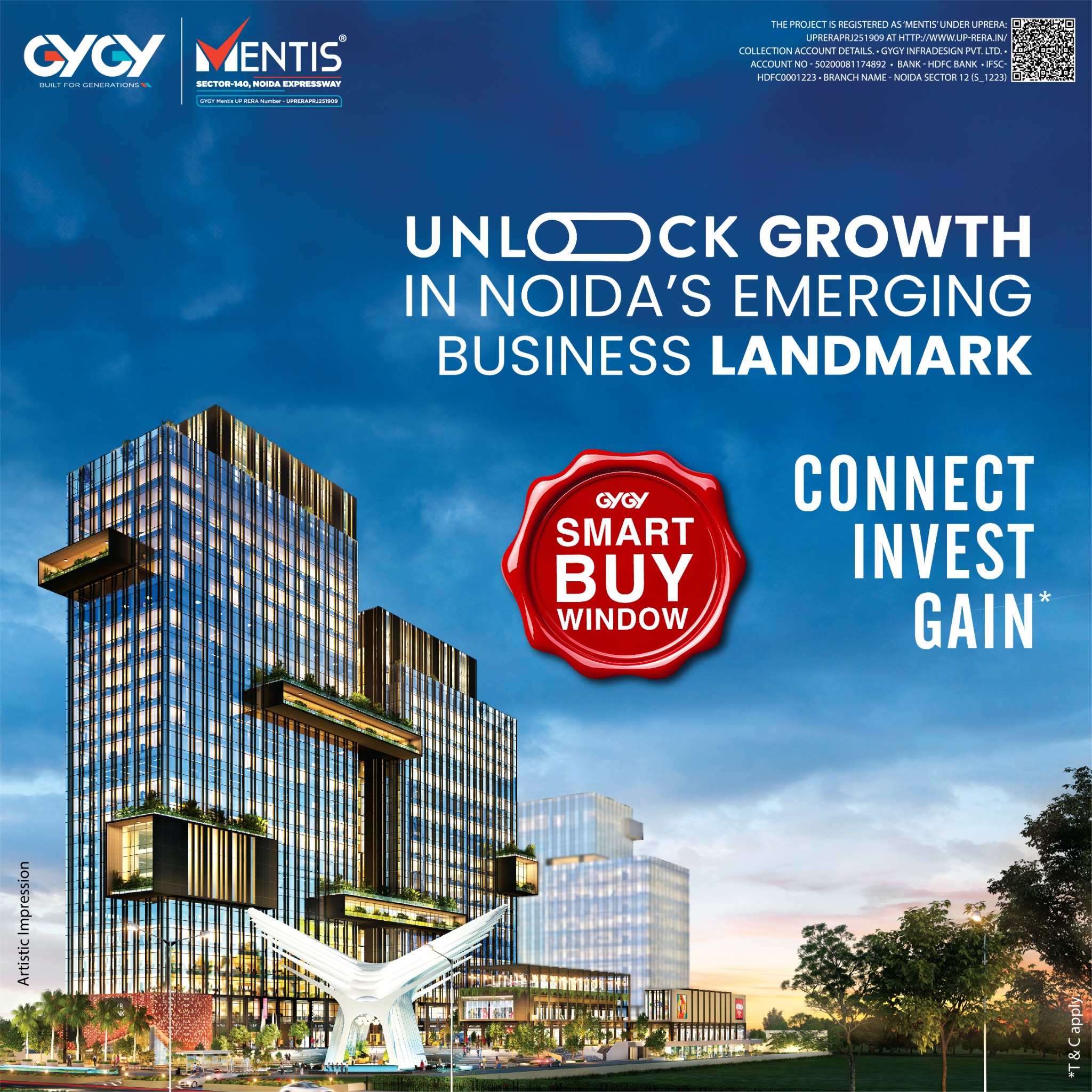 GYGY Group Facebook ad: Premium Office Space- GYGY Mentis, Noida.