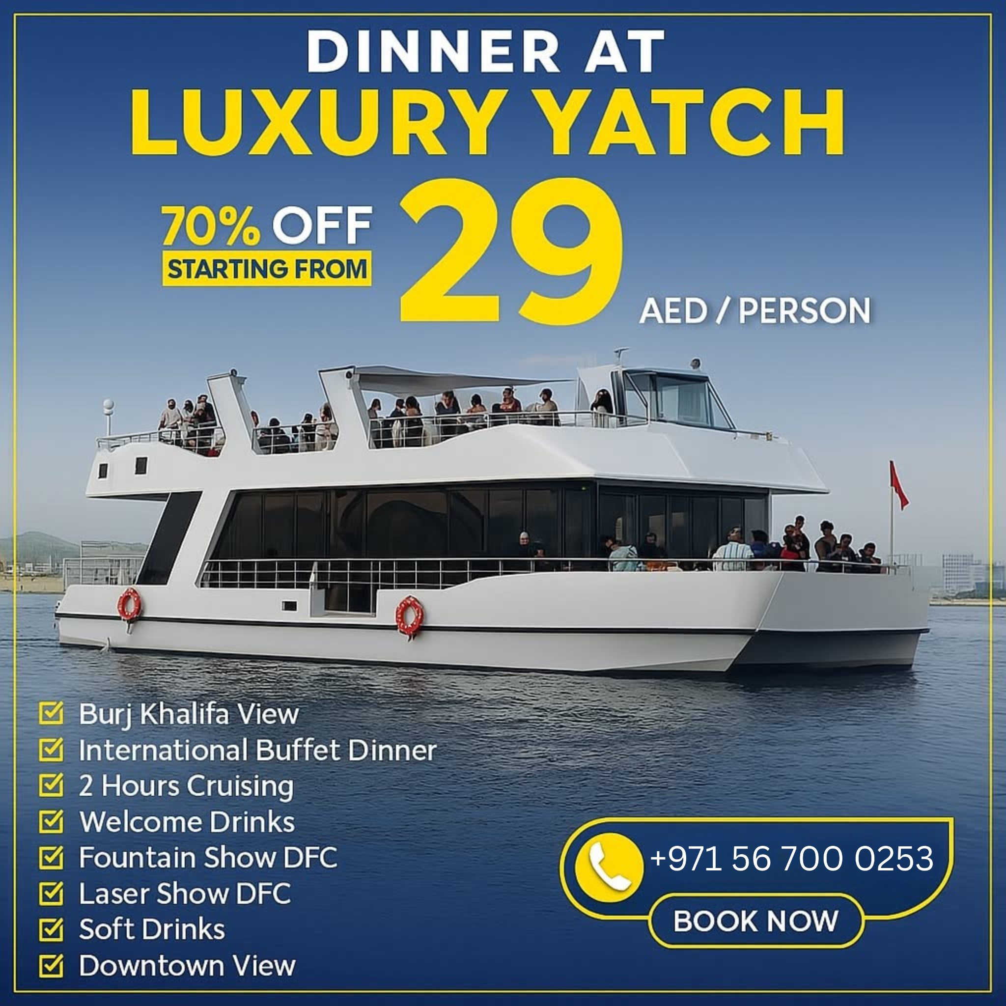 Dhow Cruise Dubai Facebook ad: 70% OFF - Book Now Pay Later