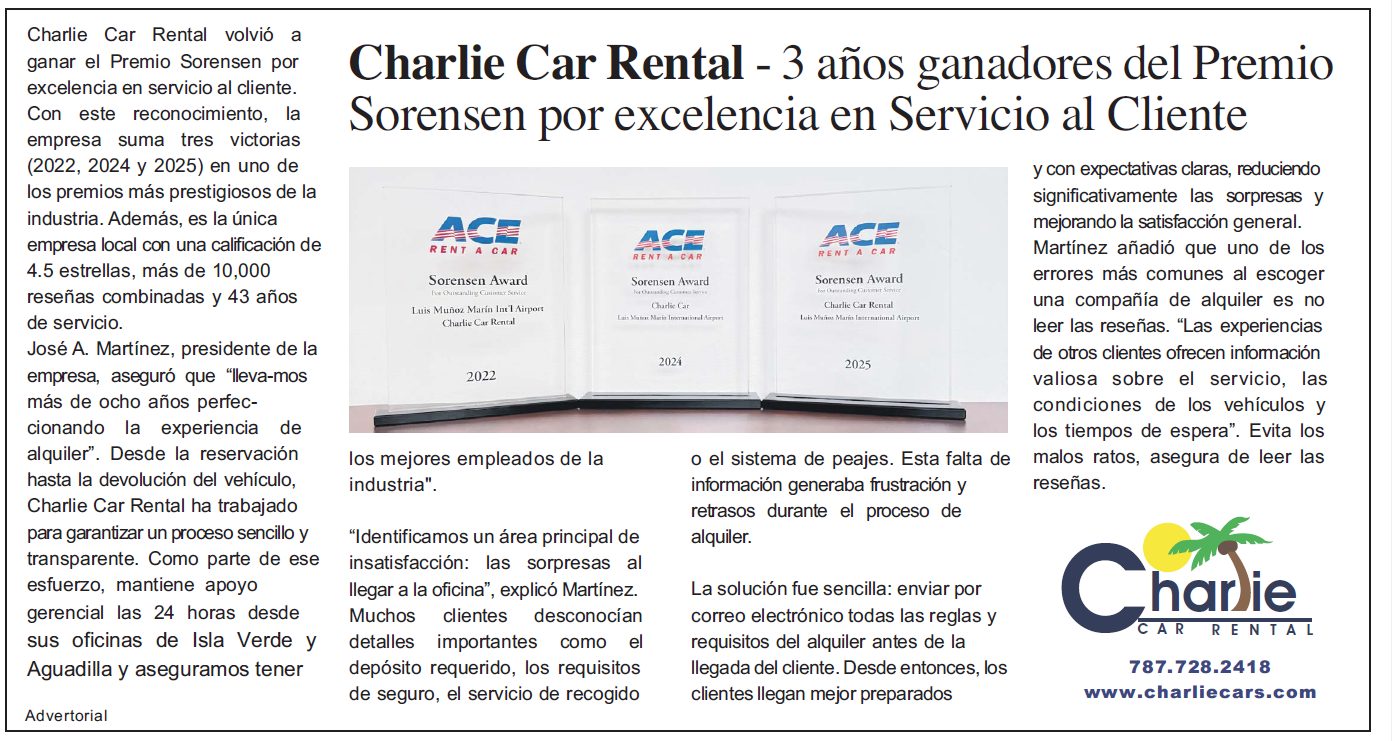 CHARLIE CAR RENTAL Facebook ad: ¡Noticias emocionantes!