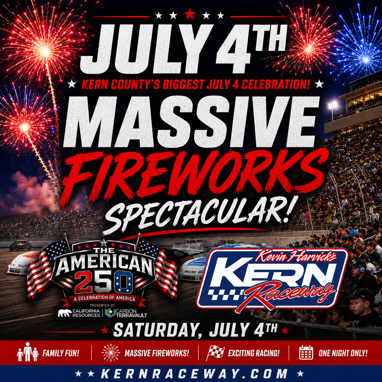Kevin Harvick's Kern Raceway Facebook ad: Massive July 4th Fireworks Spectacular