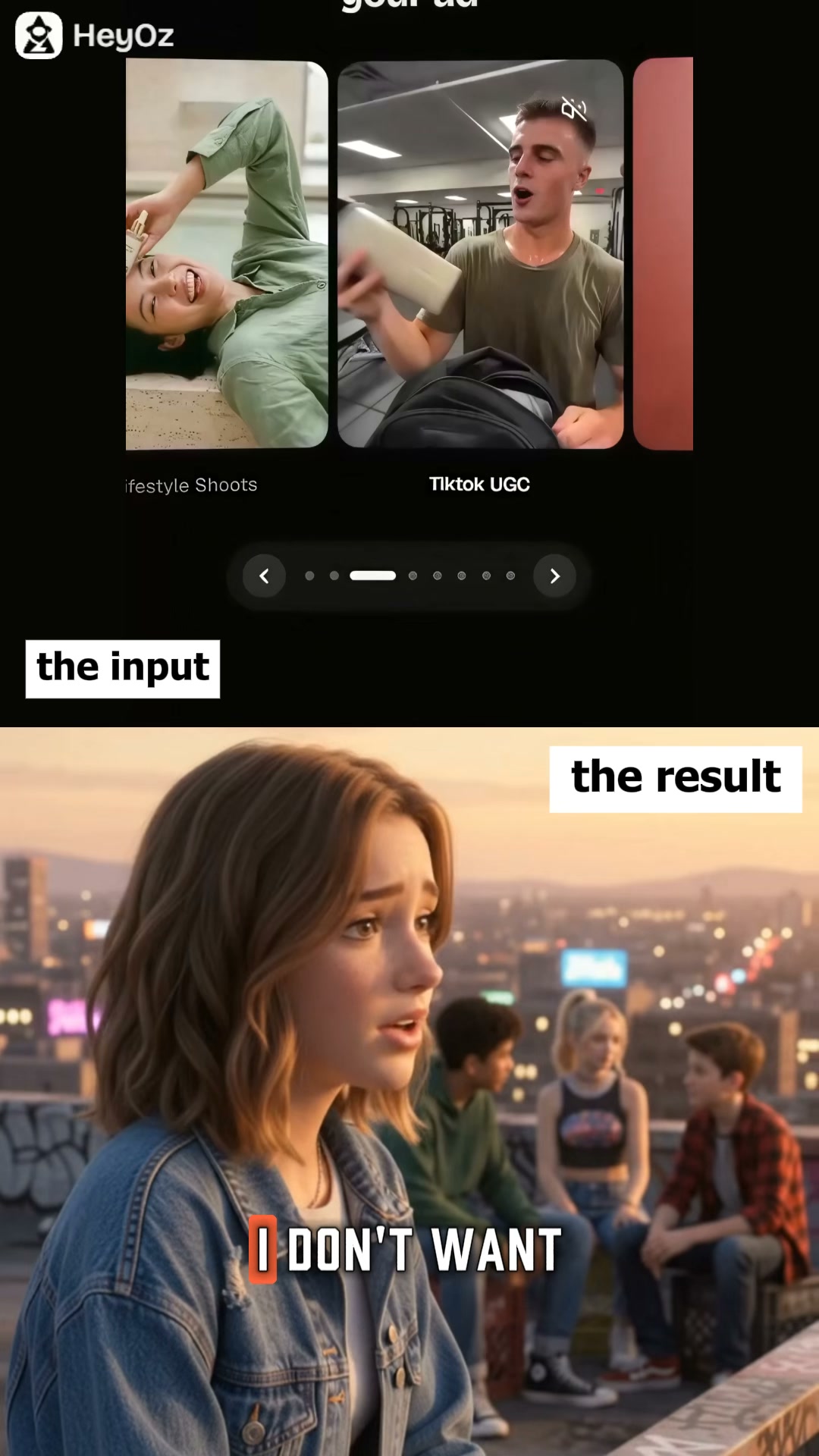 Oz: AI Marketing Platform Facebook ad: Say Goodbye to UGC Creators