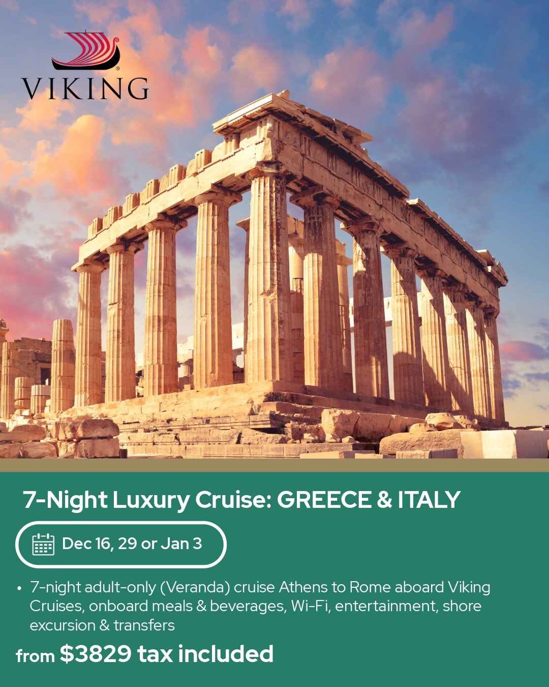 Travel Best Bets Facebook ad: 4 Viking Ocean & River Cruise deals!
