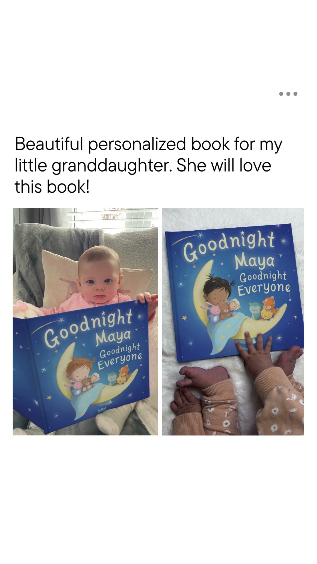 Wonderbly Facebook ad: A peaceful bedtime routine book for babies