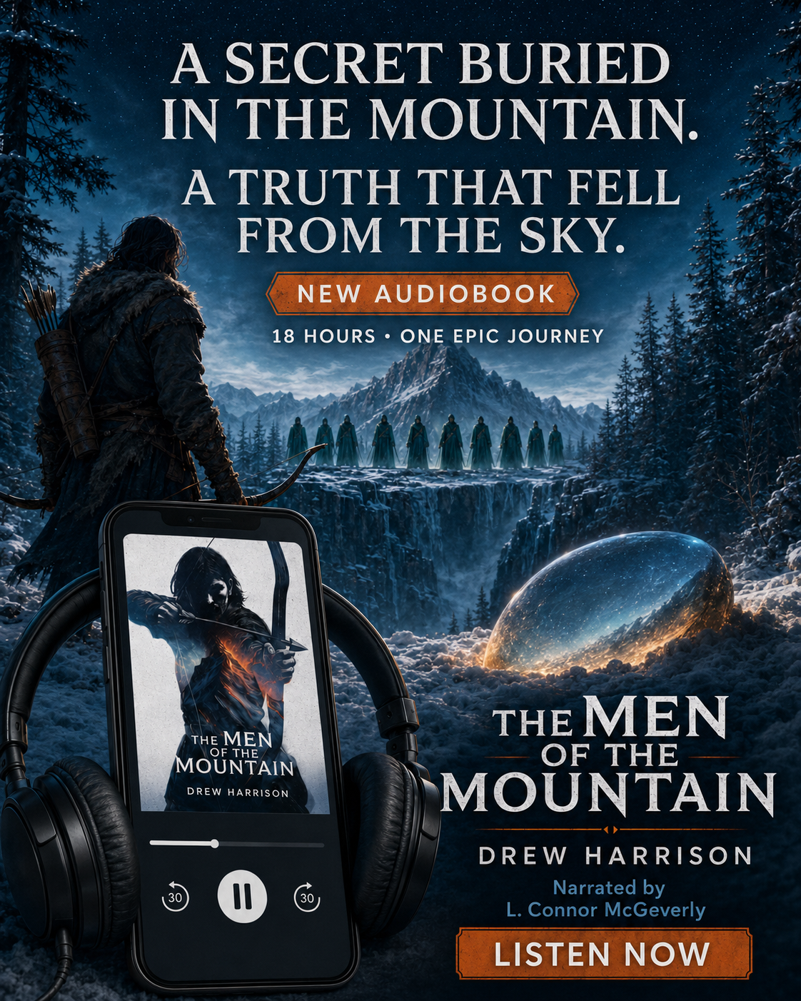 Drew Harrison Books Facebook ad: Brand-New Audiobook