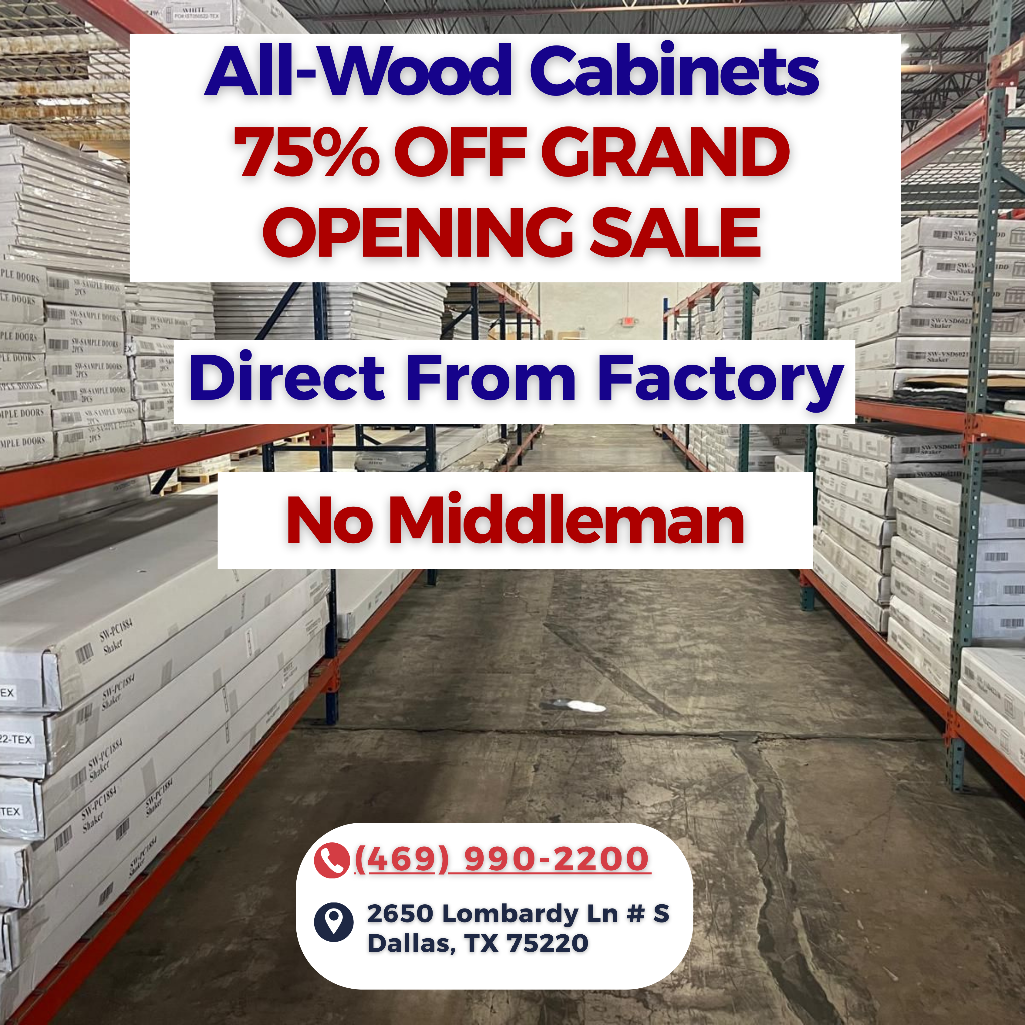 USA Cabinet Express Dallas Facebook ad: USA CABINET EXPRESS, DALLAS MEGA SALE!