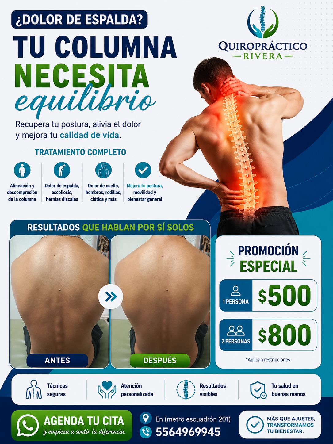 Quiropráctico Rivera Facebook ad: Alivio Desde La Primera Sesión