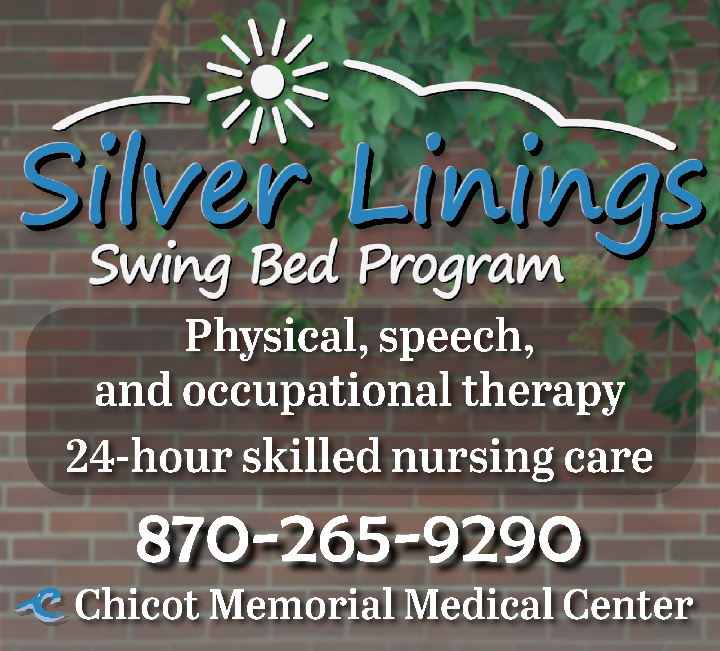 Chicot Memorial Medical Center Facebook ad: Chicot Memorial’s Silver Linings swing bed program provides…
