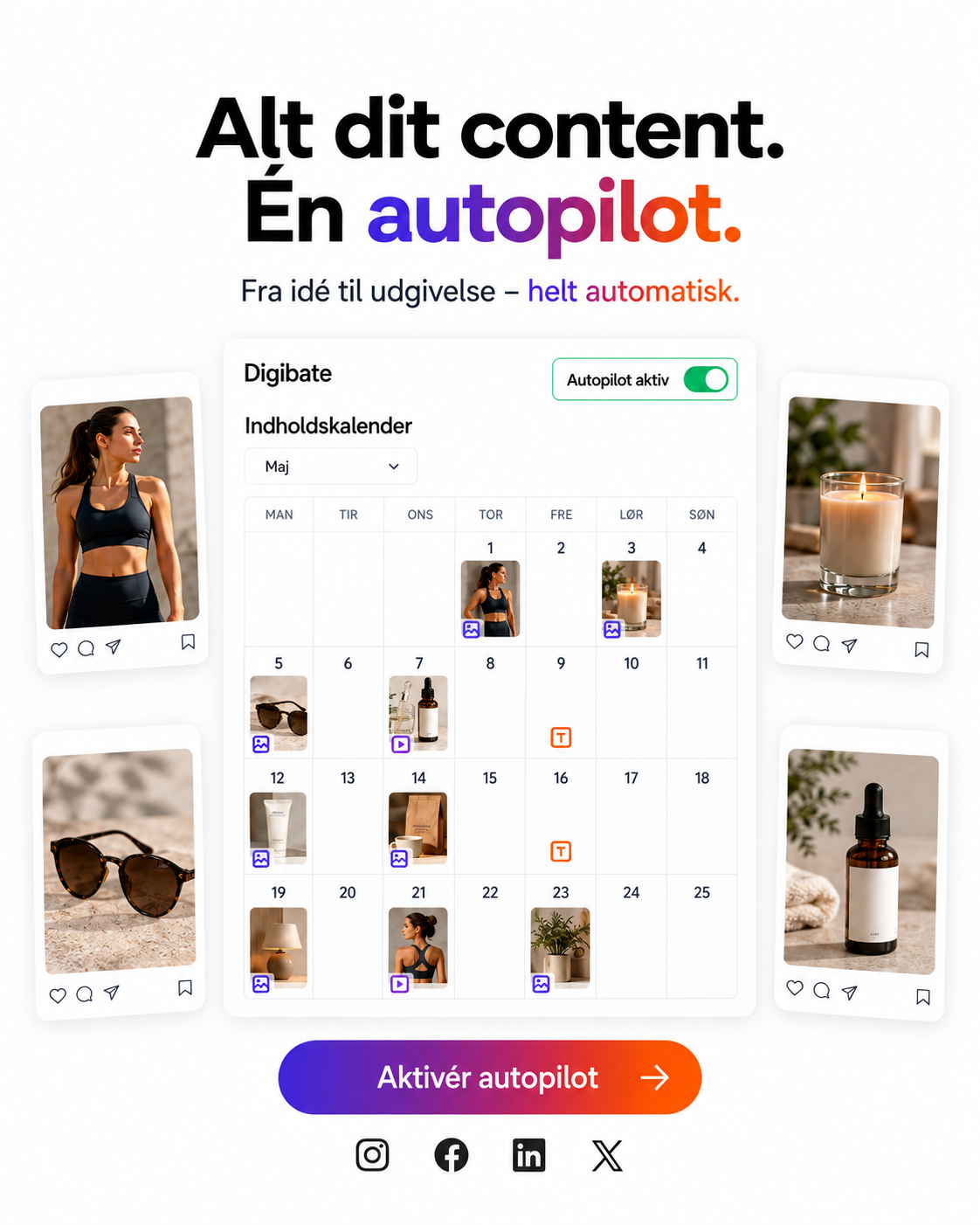 Digibate Facebook ad: Få flere salg med bedre content Prøv gratis i dag.