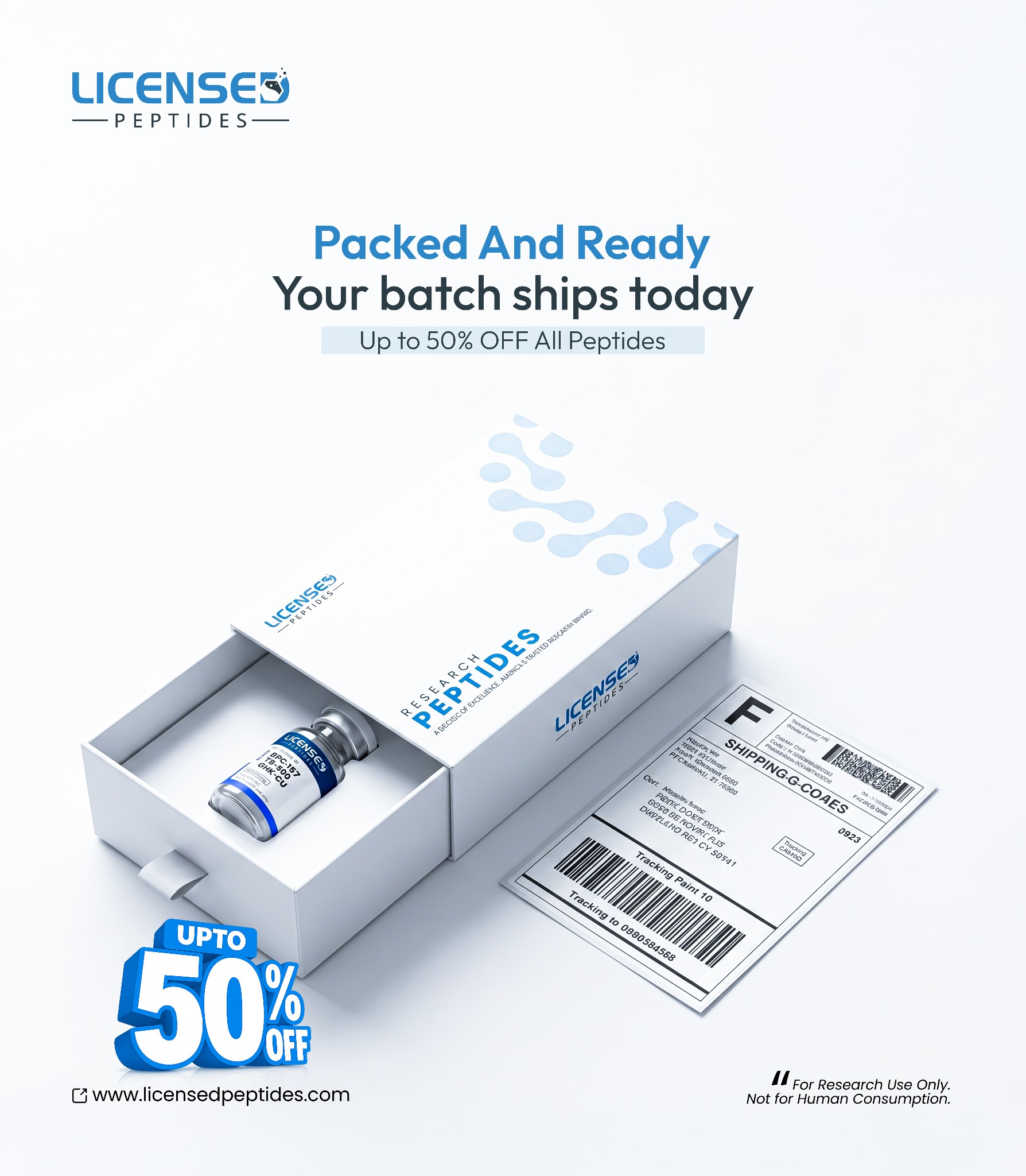 LicensedPeptides.com Facebook ad