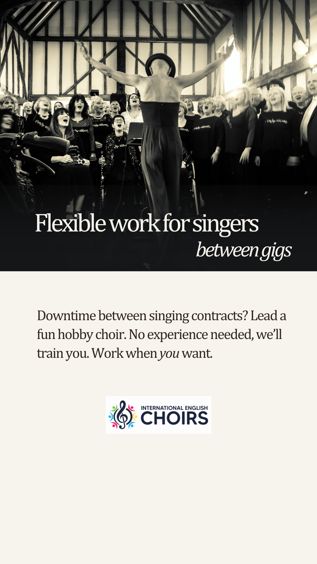 International English Choirs Facebook ad from Jan 3, 2026