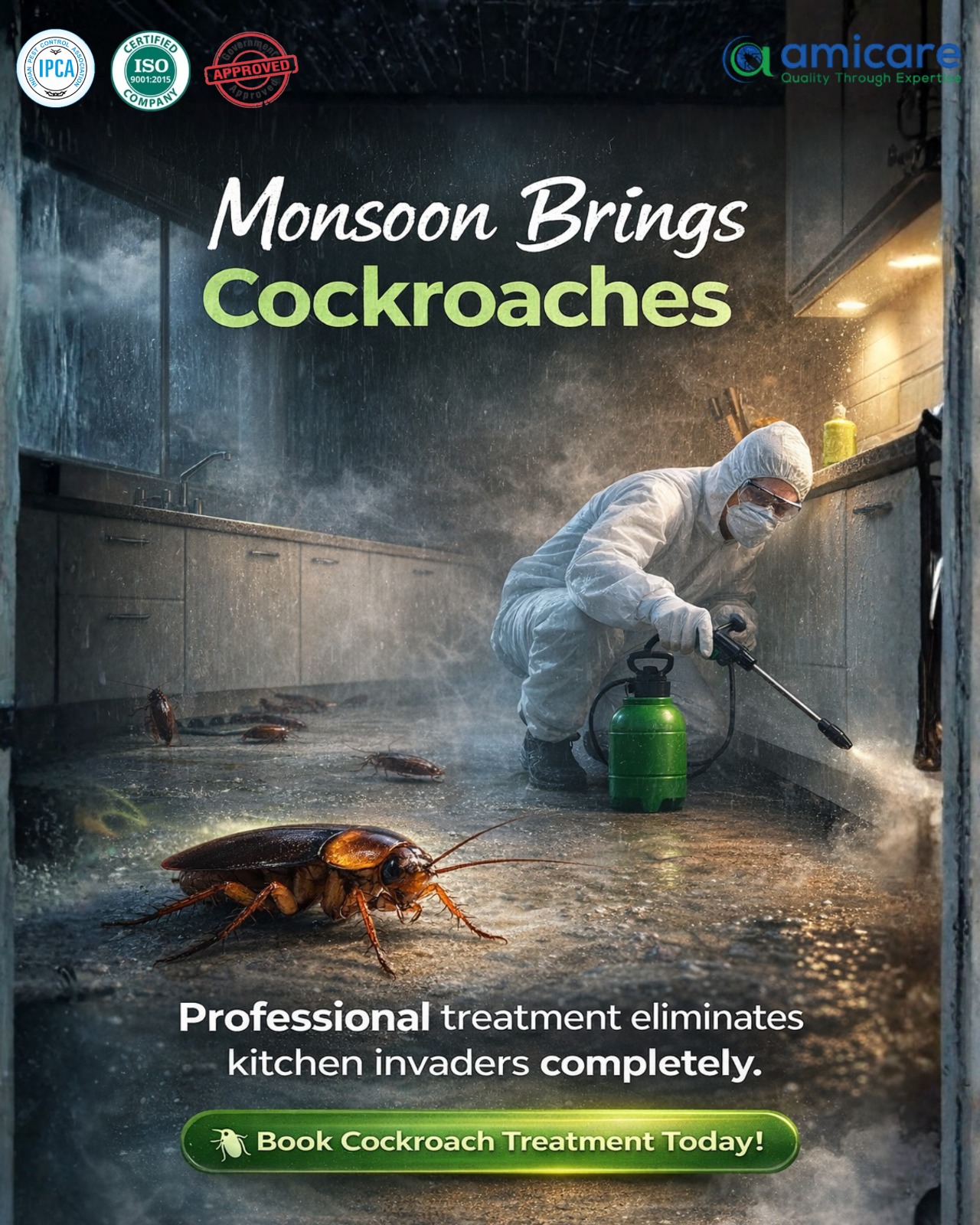 Amicare Services Pvt.Ltd Facebook ad: Stop Cockroach Infestations Fast