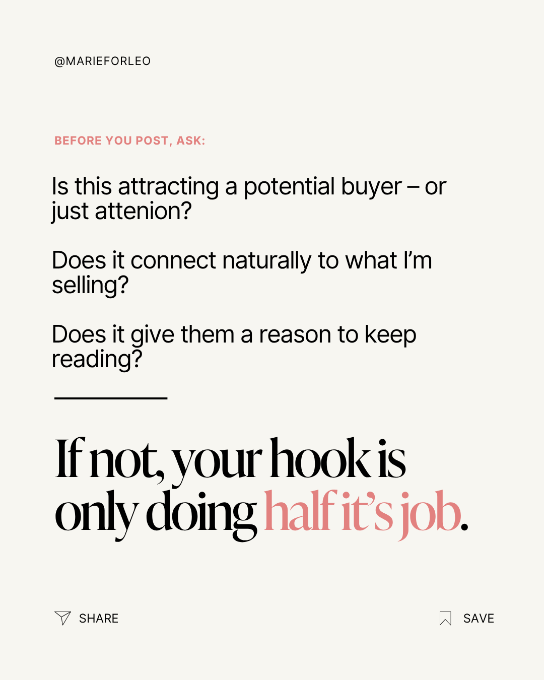 Marie Forleo Facebook ad: Make more sales with strong hooks!