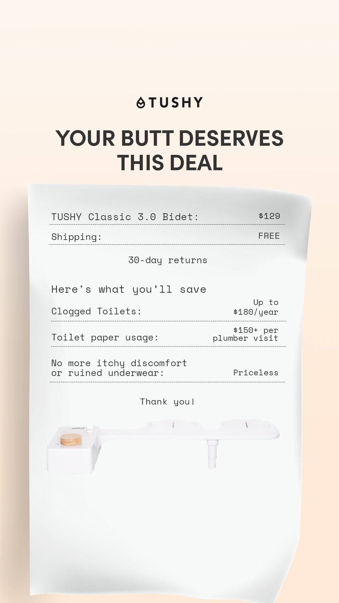 TUSHY Facebook ad