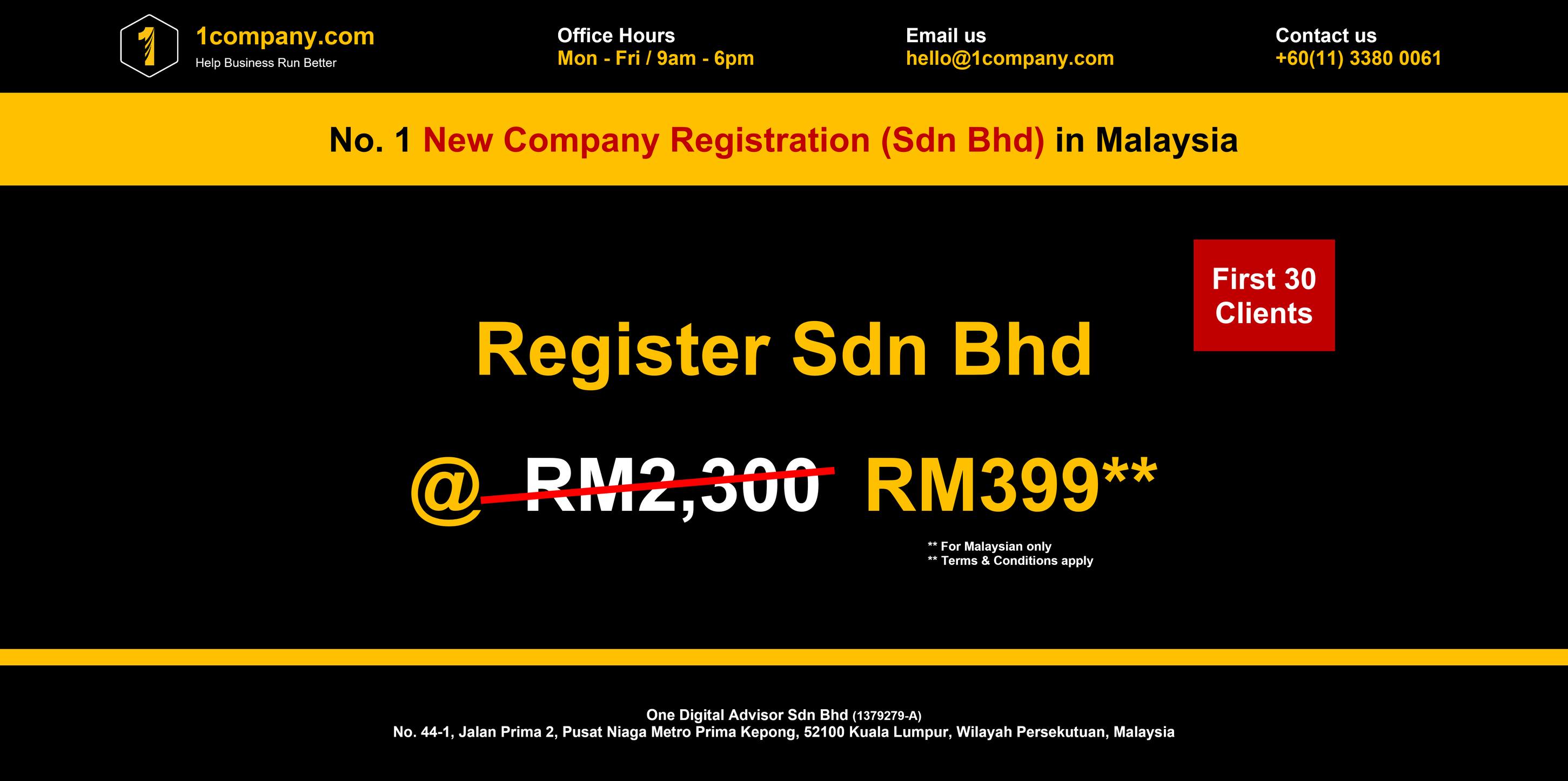 New Company Registration in Malaysia - 1company.com Facebook ad