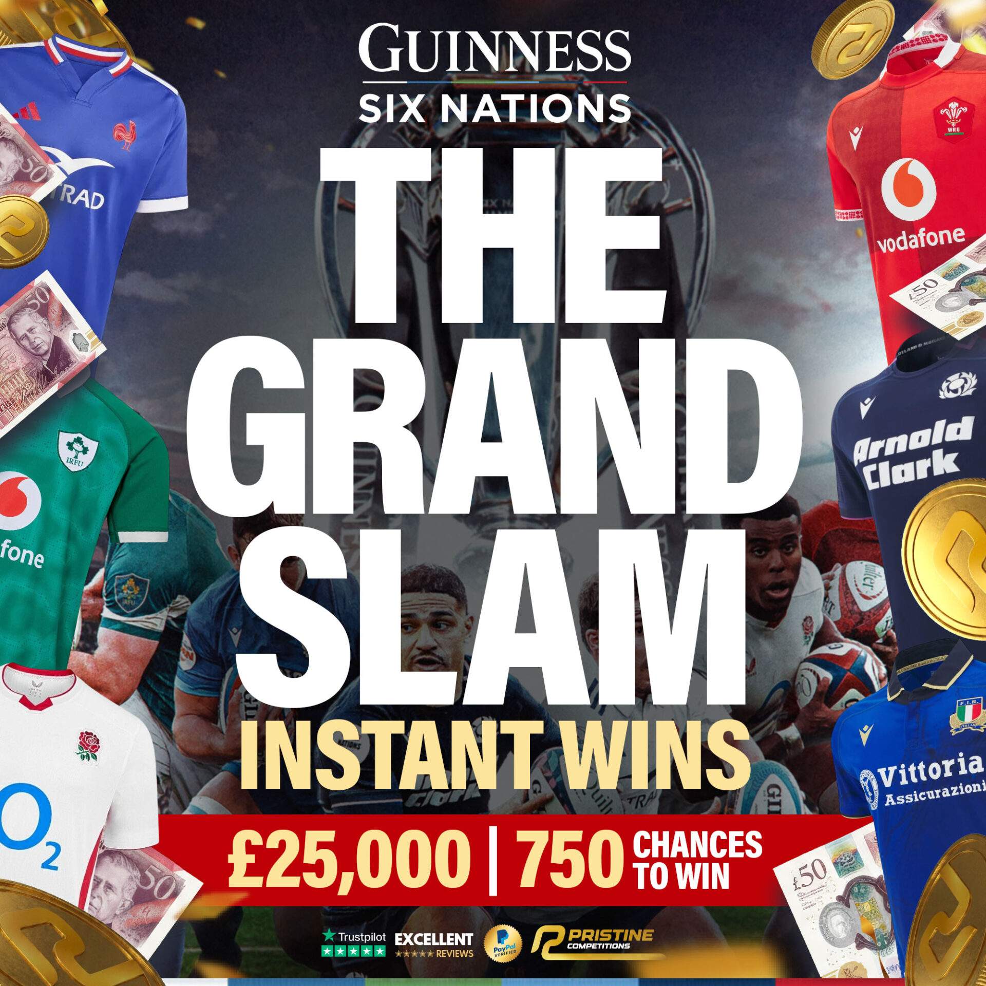 Pristine Competitions UK Facebook ad: WIN Up To £1000 Cash Instantly!