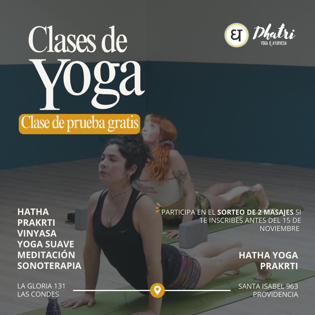 Dhatri, Yoga & Ayurveda Facebook ad: Te invitamos a practicar yoga en Dhatri en…