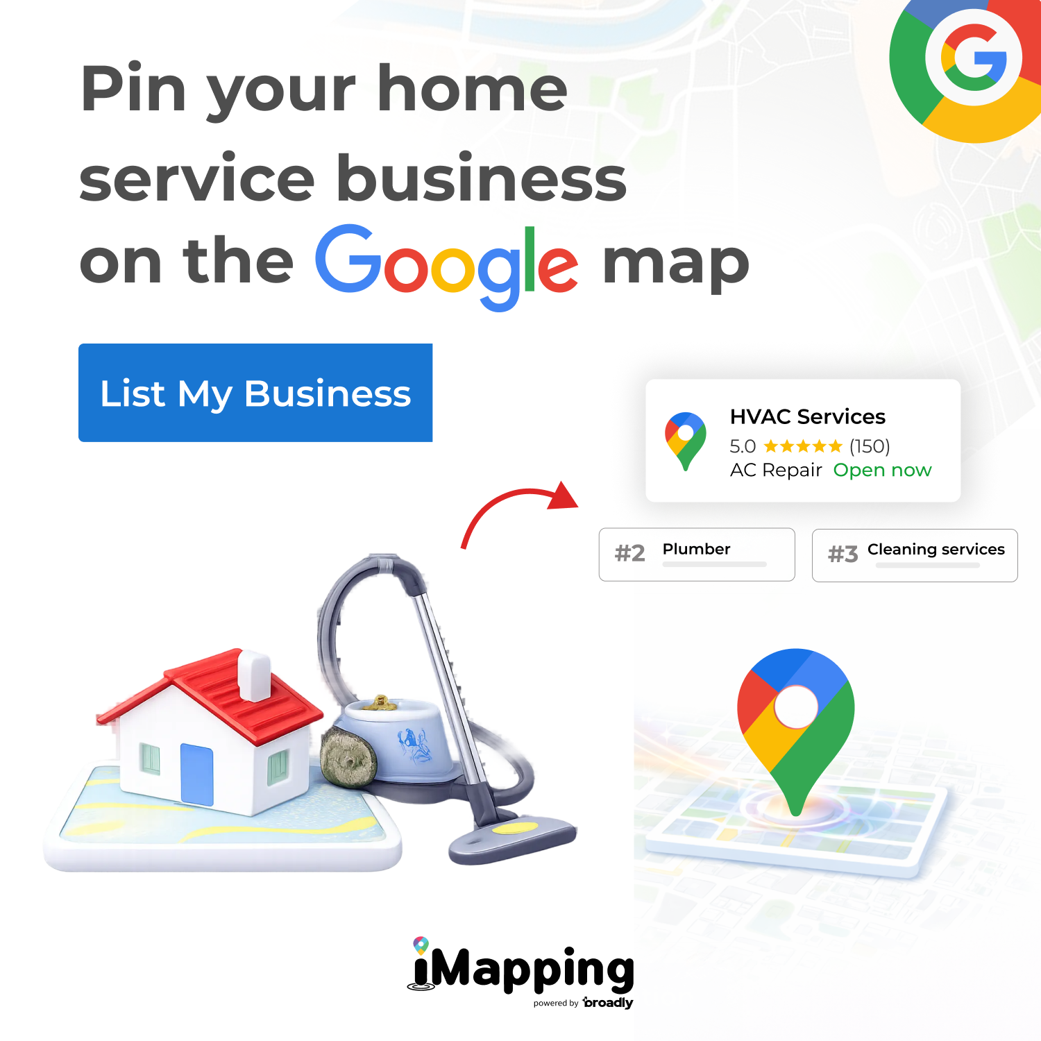 Imapping by broadly Facebook ad: List Your Home Service Business