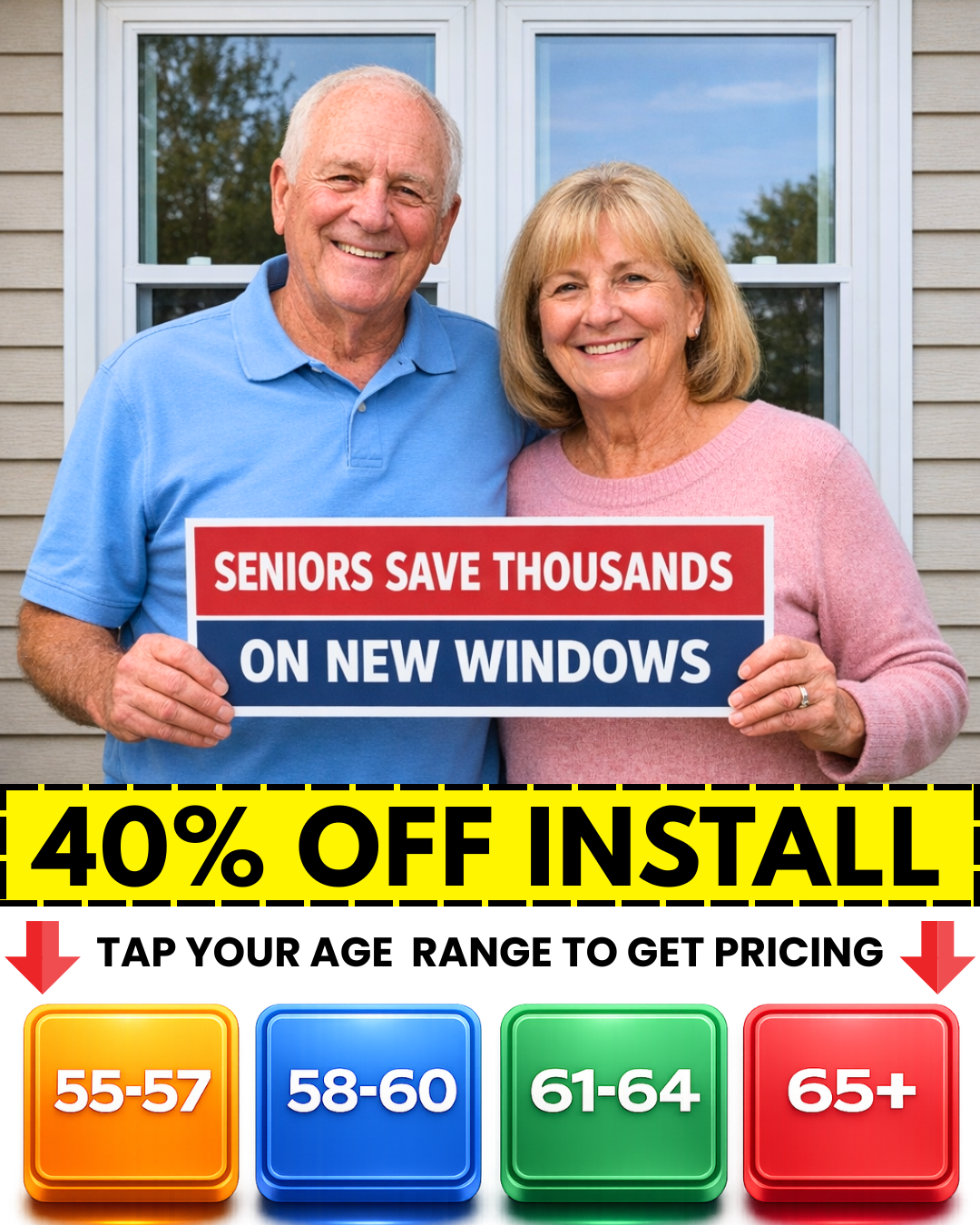 ImproveIt Window Replacement Facebook ad: Seniors Save Thousands On New Windows
