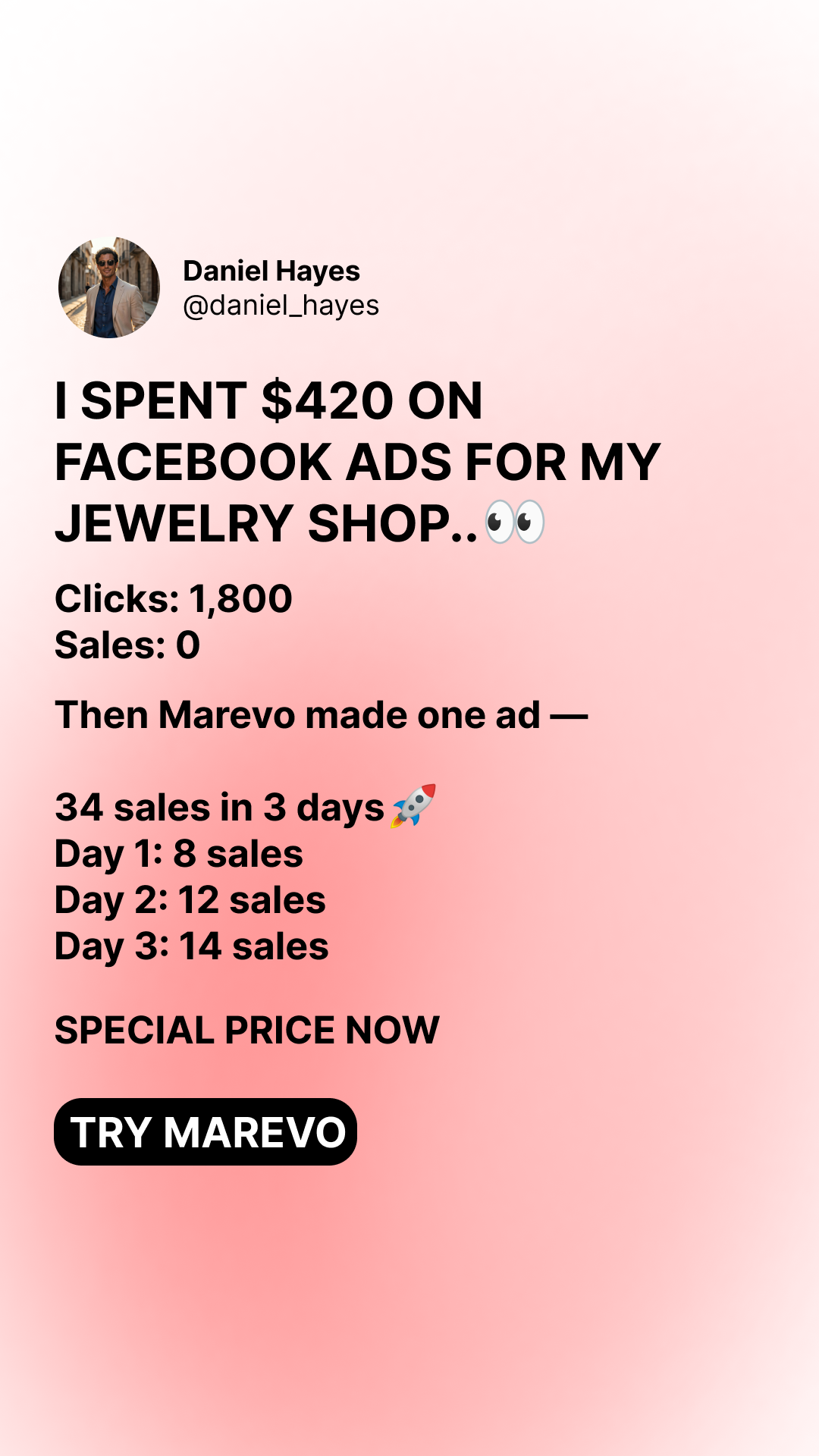 Marevo - AI Ads That Sell Facebook ad: START CREATE AI ADS