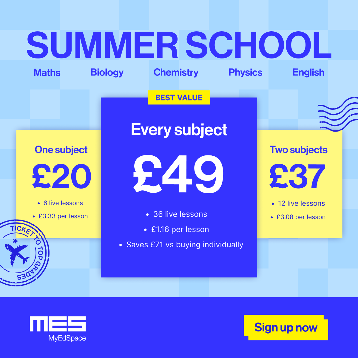 MyEdSpace Facebook ad: Join MyEdSpace Summer School