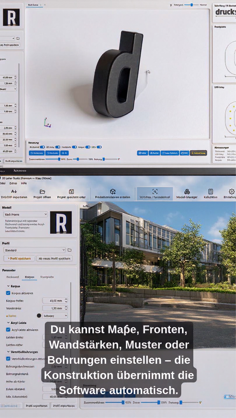3D Letter Studio Facebook ad: Die Zukunft der Leuchtbuchstaben beginnt jetzt.