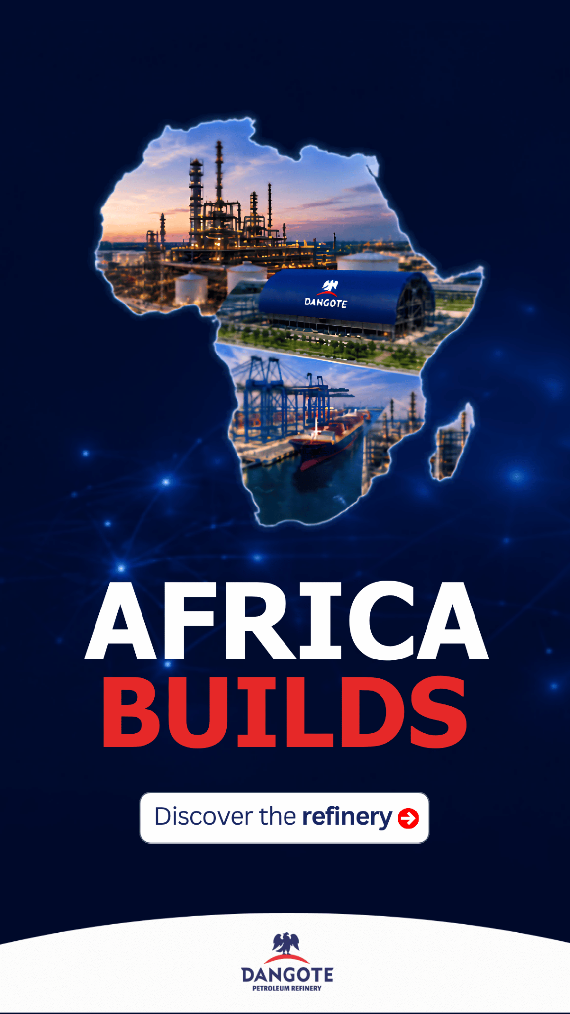 Dangote Africa Facebook ad: Africa is building at global scale.