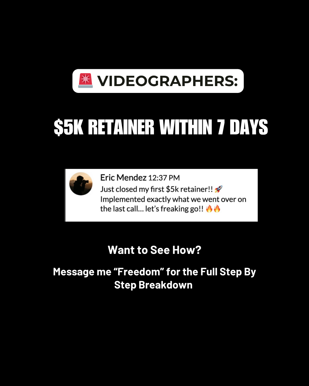 Chris Cinematic Facebook ad: Videographers! Steal the exact local ad system that’s…