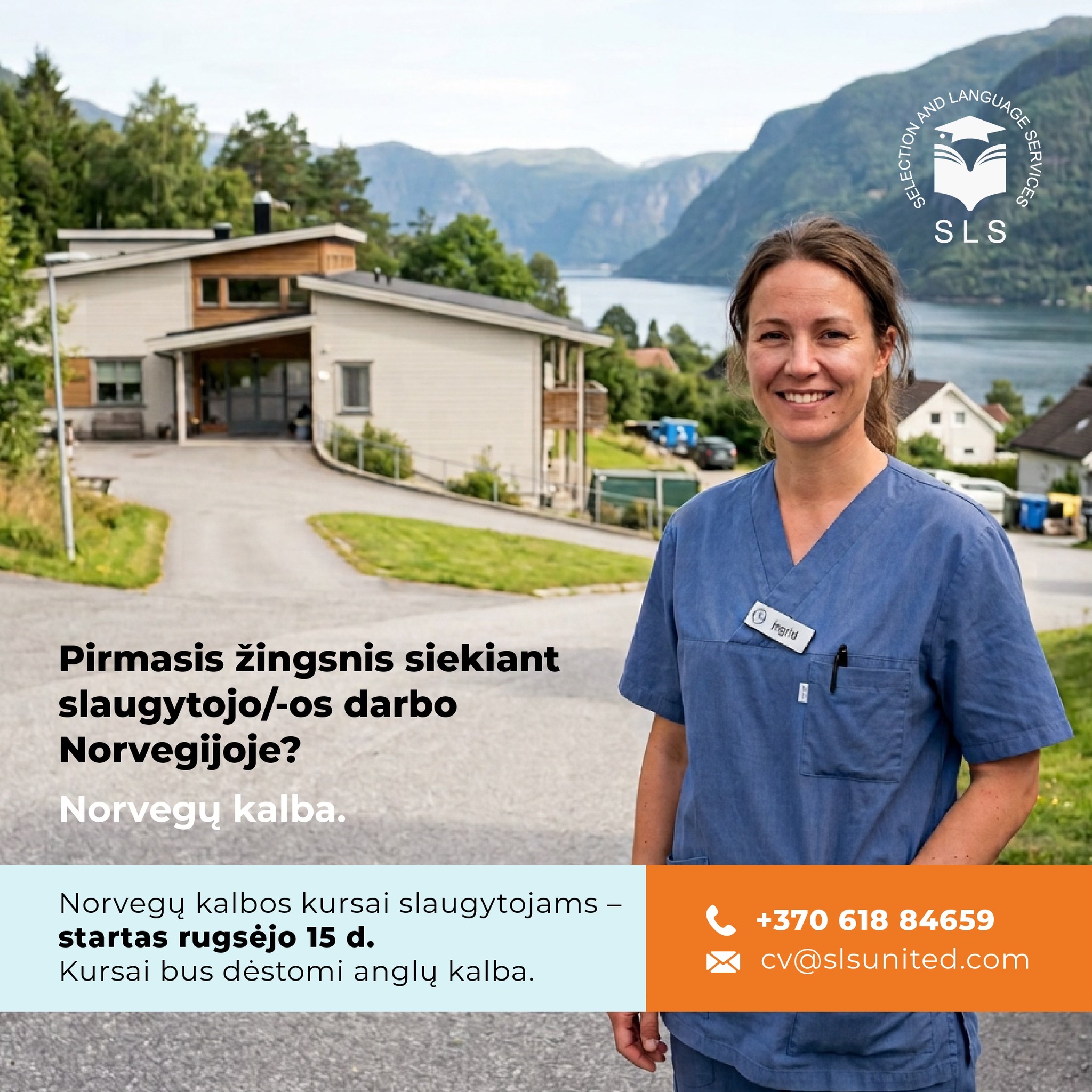 SLS - karjera slaugytojams Skandinavijoje Facebook ad: 𝗥𝘂𝗴𝘀𝗲̇𝗷𝗼 𝟭𝟱 𝗱.