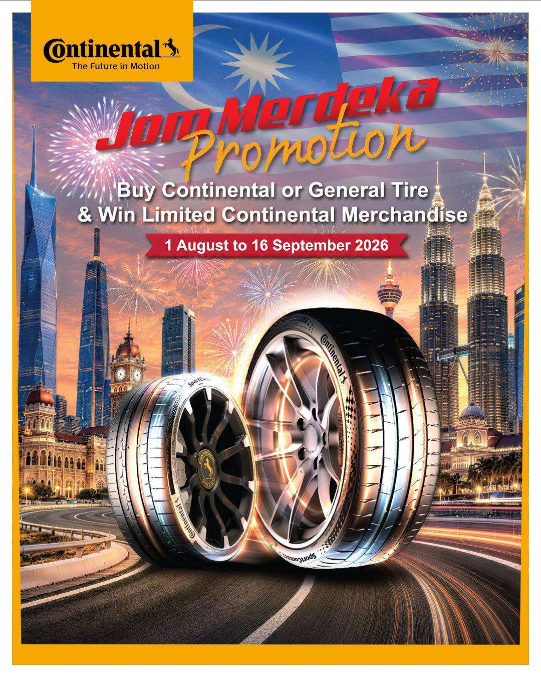 Continental Tyres Facebook ad: Celebrate Merdeka with safer drives and exclusive rewards!